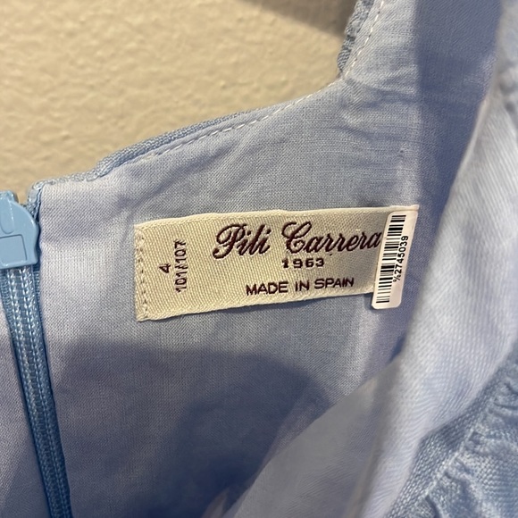 EUC size 4 years Pili Carrera Blue Linen Pinafore Dress! - Picture 12 of 15